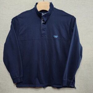 LL Bean Traditional Fit Men's Size XL Navy Blue‎ Rugby Henley Pullover Top